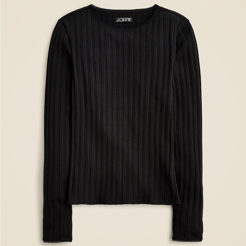 J. Crew Women's Black Pointelle  Top